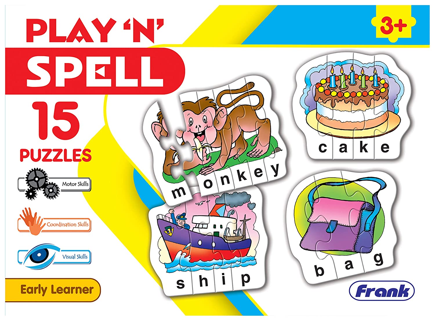 FRANK play 'n' spell puzzle game for kids 15 puzzles
