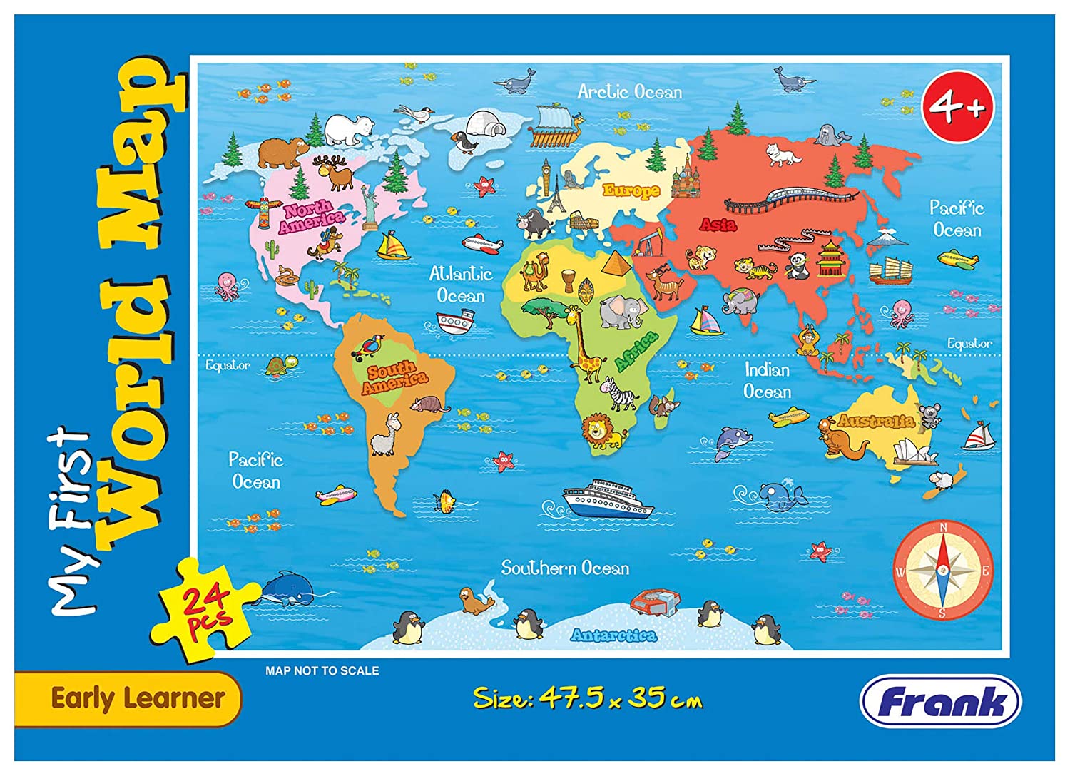FRANK my first world map puzzle game for kids 24 pcs