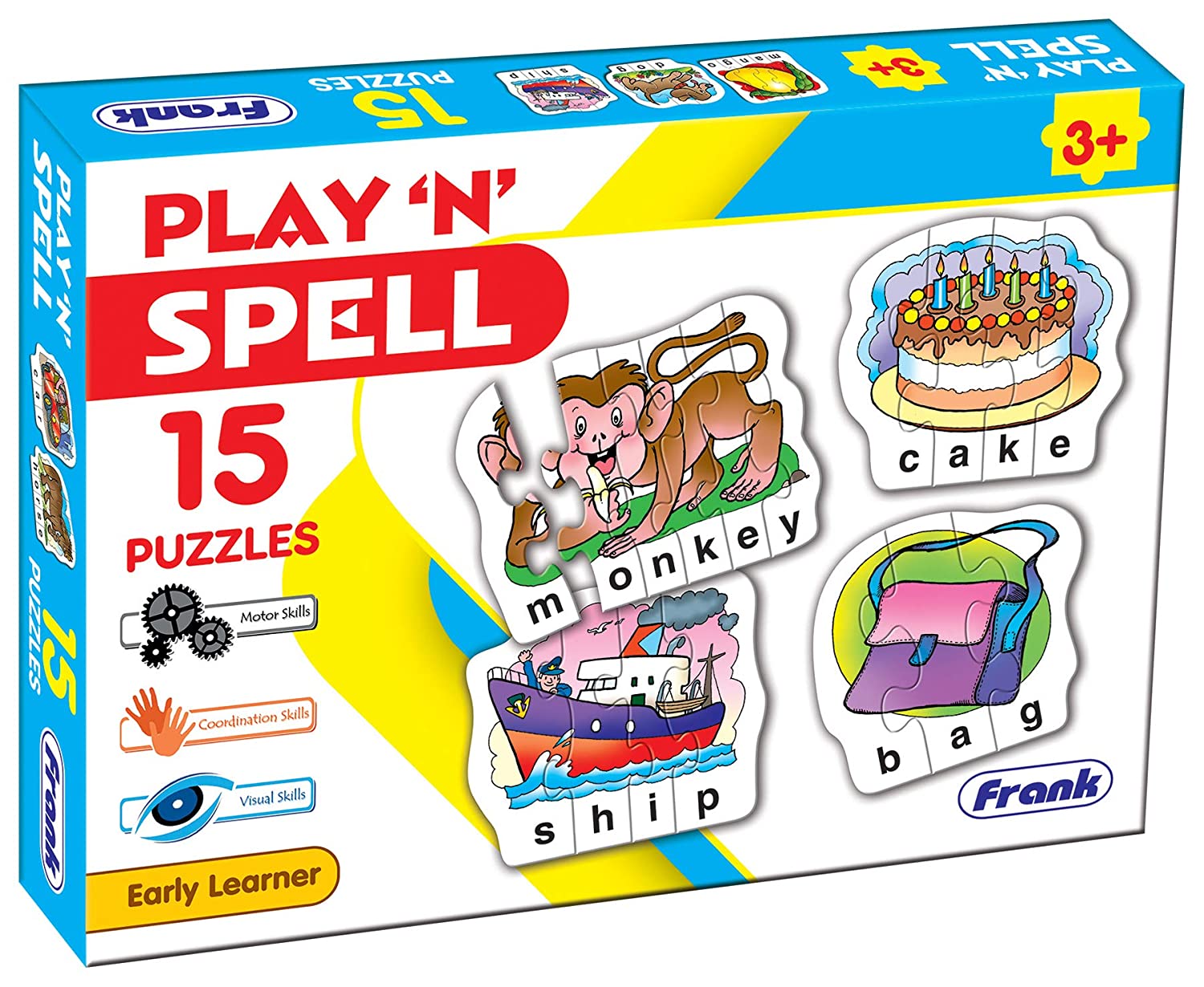 FRANK play 'n' spell puzzle game for kids 15 puzzles