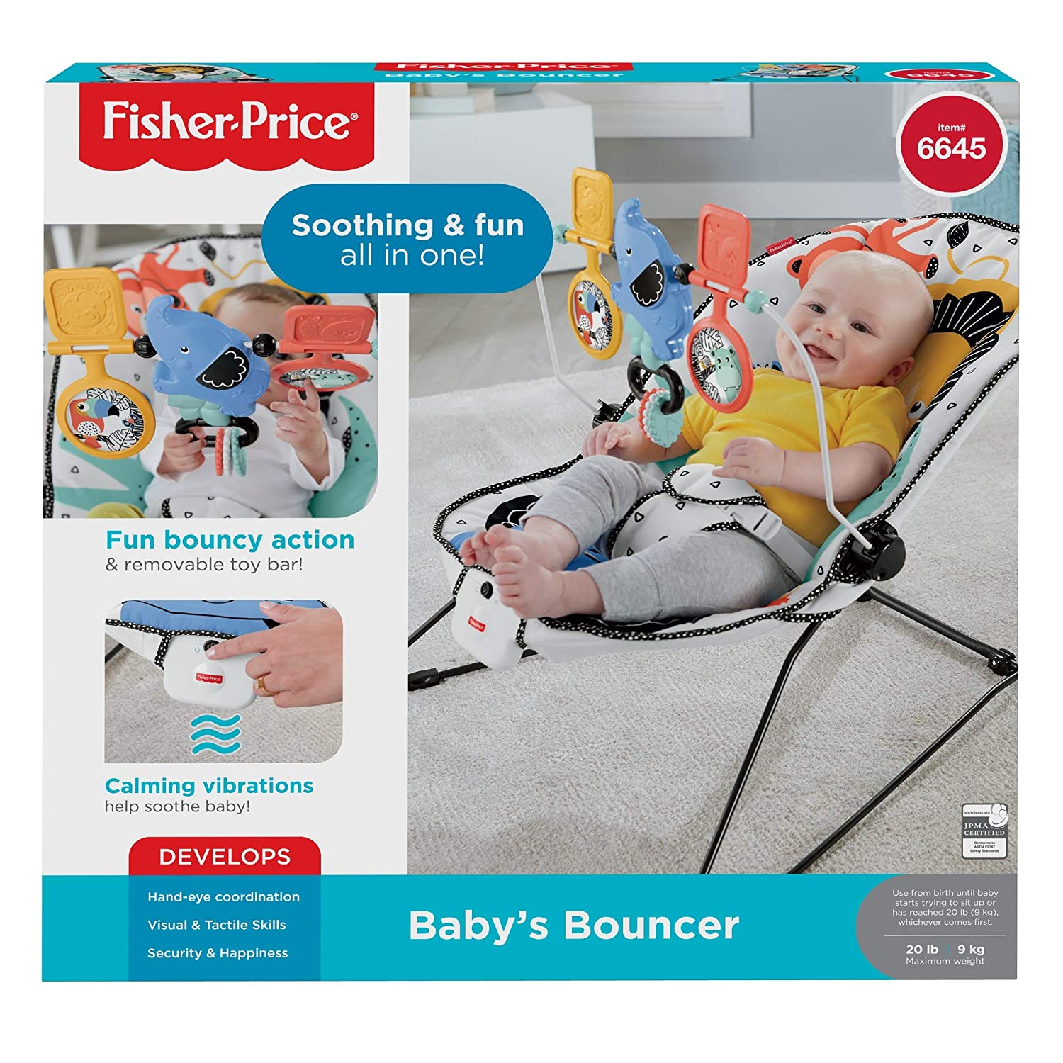 FISHER PRICE baby bouncer soothing & fun all in one