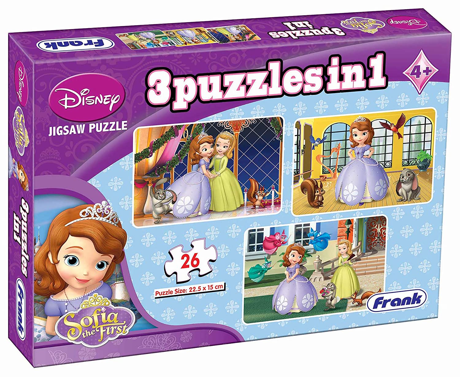 FRANK disney sofia the first 3 puzzles in 1 jigsaw game set for kids