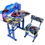 Study table for kids (wooden), with chair & height adjustable, 3 + years - spiderman print