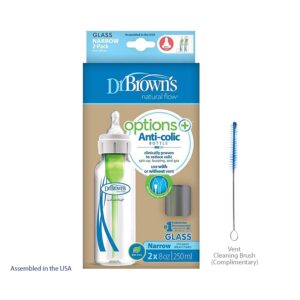 Dr Browns Glass baby bottle narrow neck options+ anti colic 250ml,0+months 2 pack