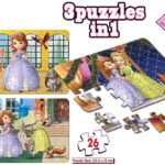 FRANK disney sofia the first 3 puzzles in 1 jigsaw game set for kids 26 pcs