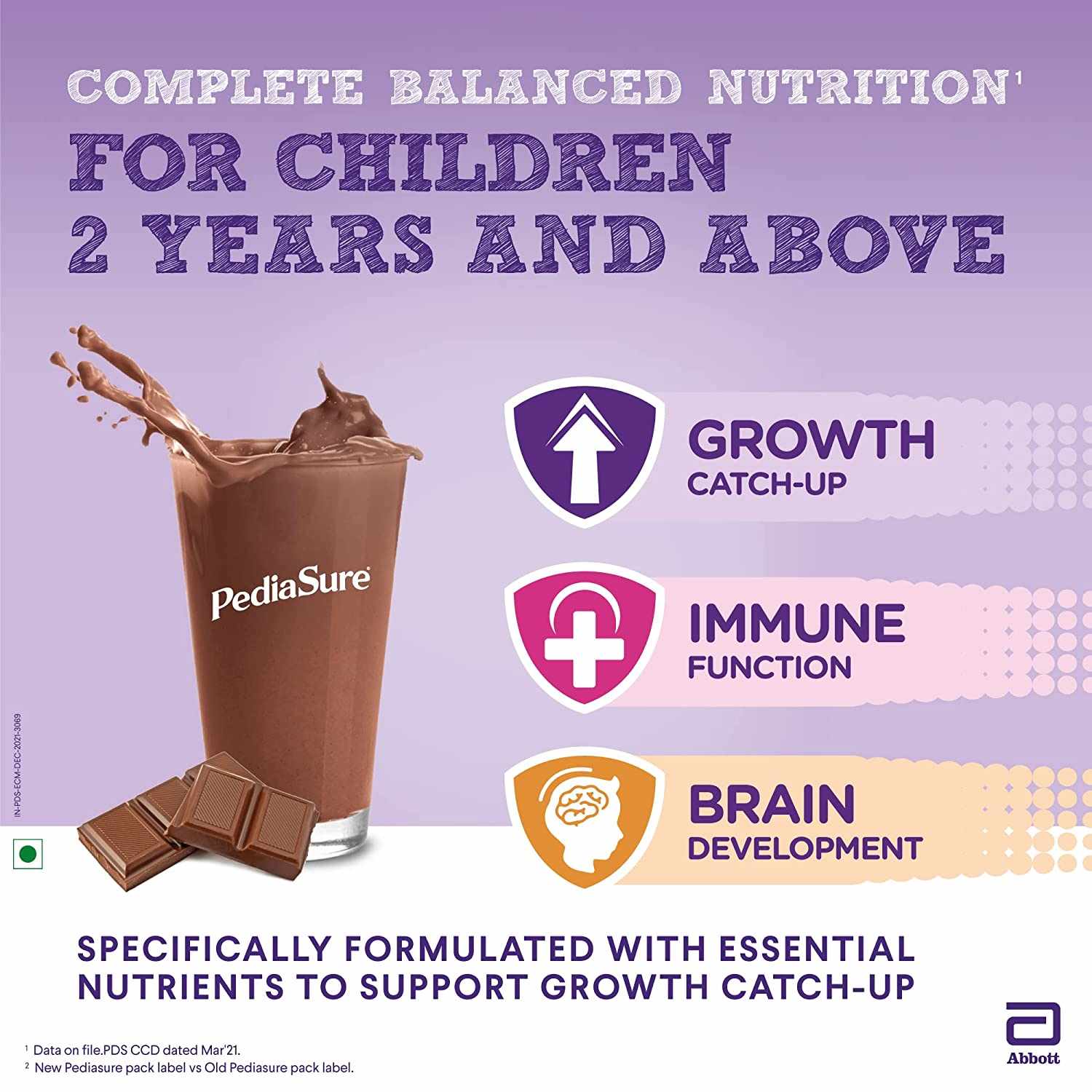 ABBOTT PediaSure Complete Balanced Nutrition To Help Kids Grow With Chocolate Delight Flavour for 2 Years - 750g