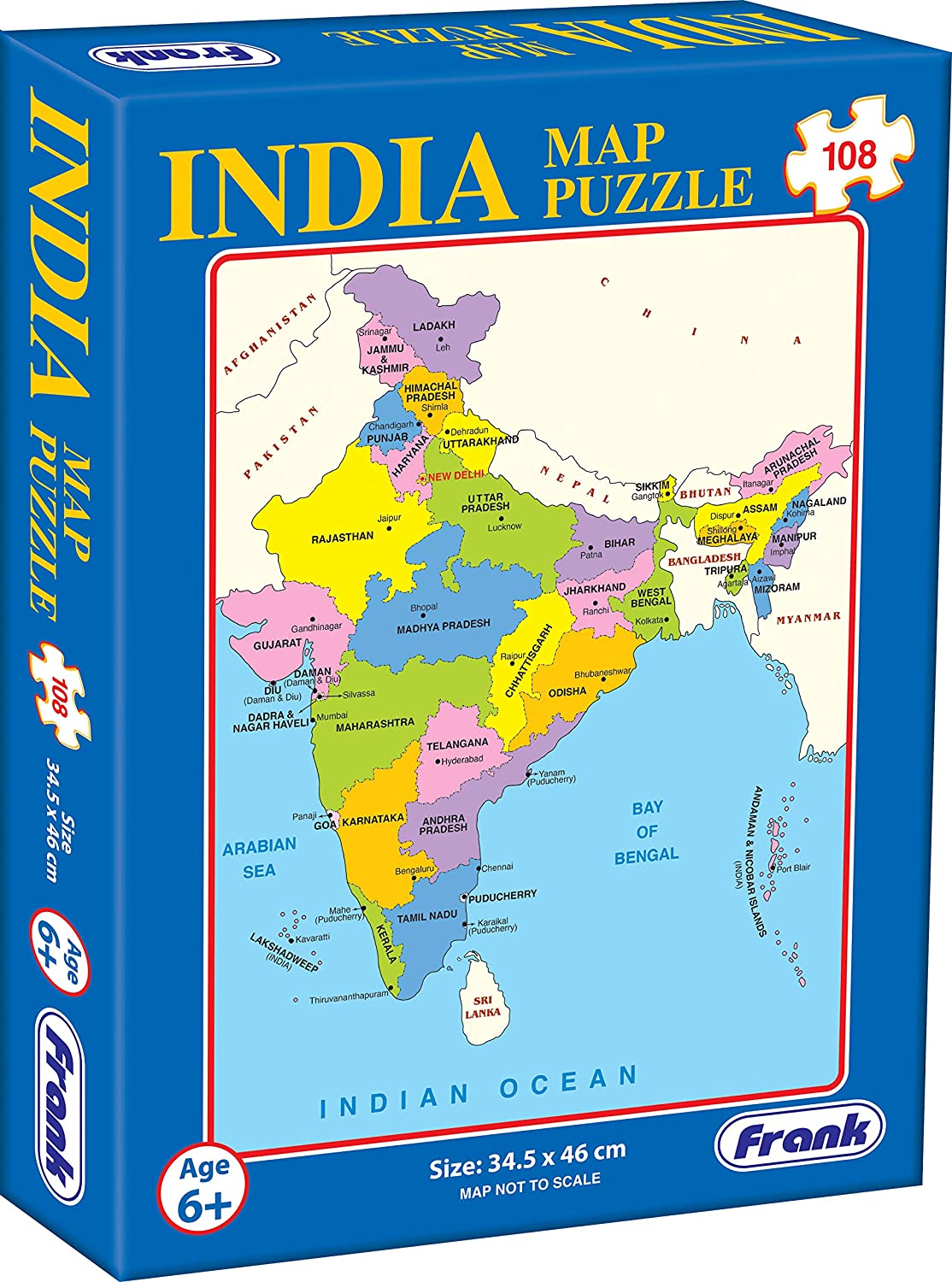 FRANK INDIA map puzzle game for kids 108 pcs