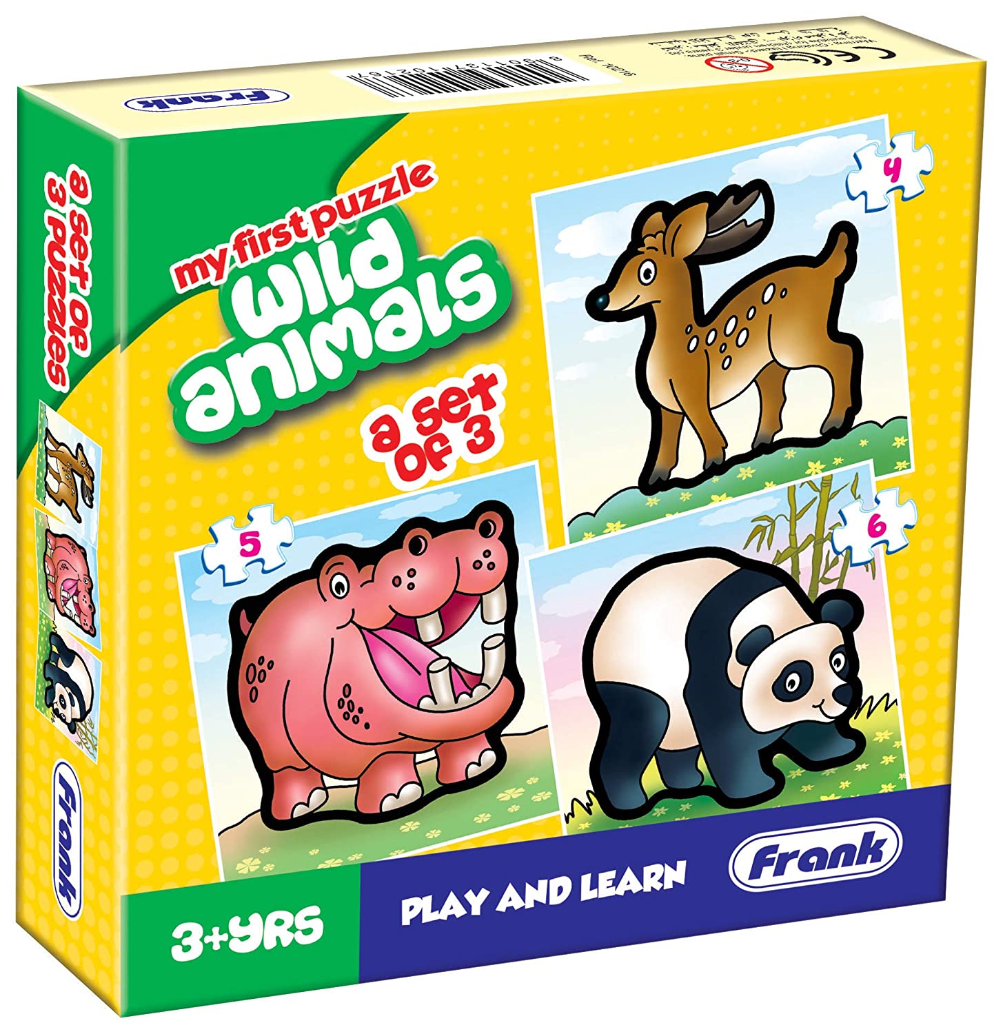 FRANK my first puzzle wild animals set of 3 play & learn for kids