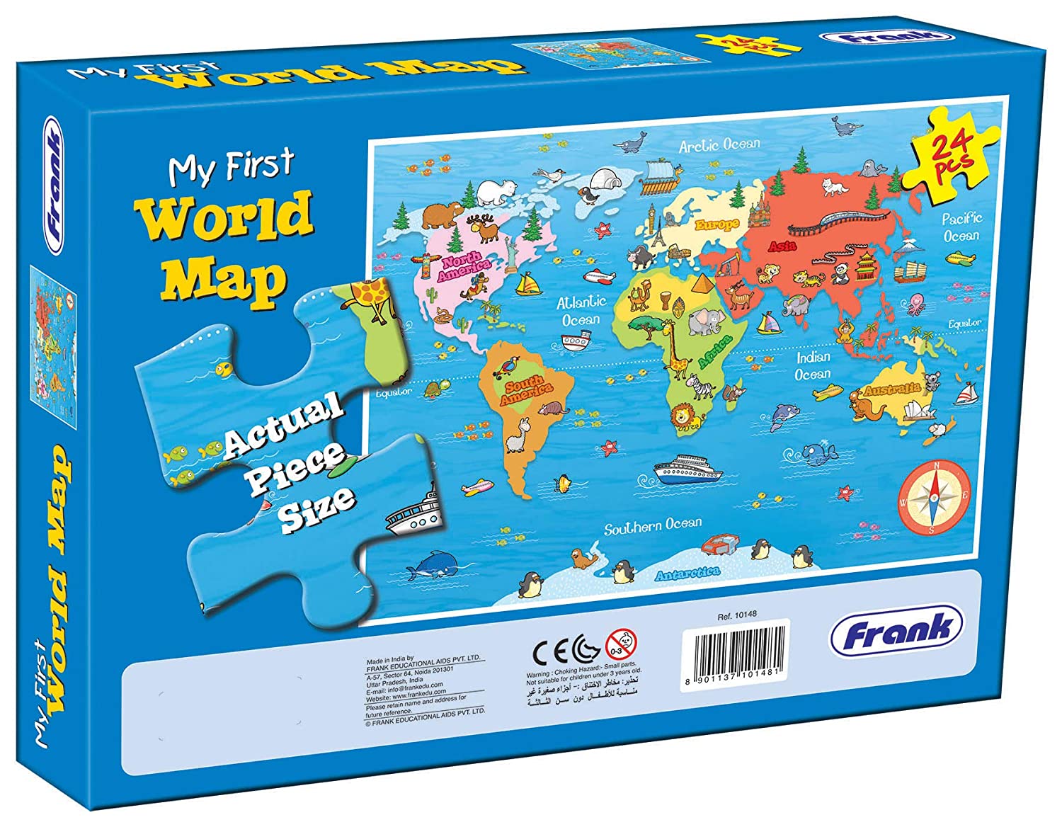 FRANK my first world map puzzle game for kids 24 pcs