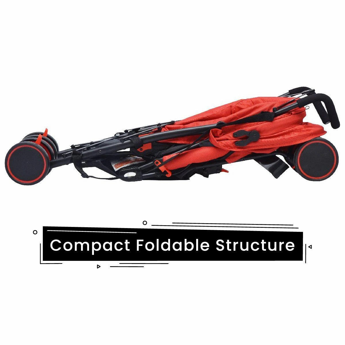 R for Rabbit Twinkle Twinkle Compact Folding Baby Stroller and Pram for Kids of 0 to 3 years(Red & Black)