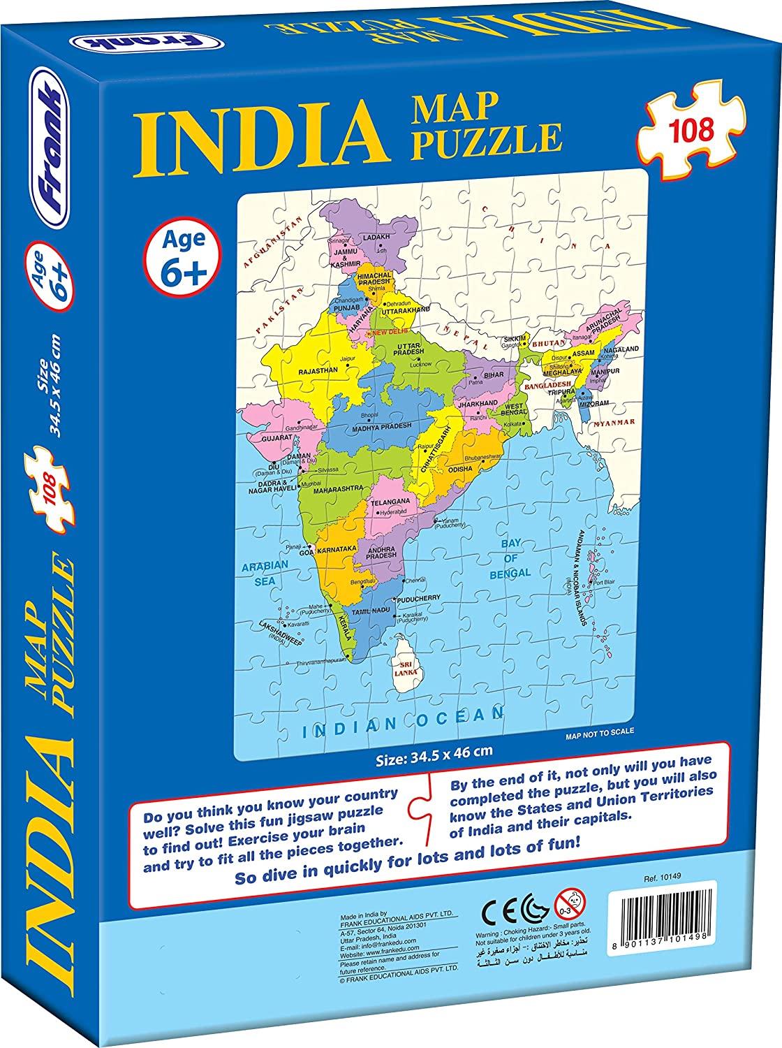 FRANK INDIA map puzzle game for kids 108 pcs