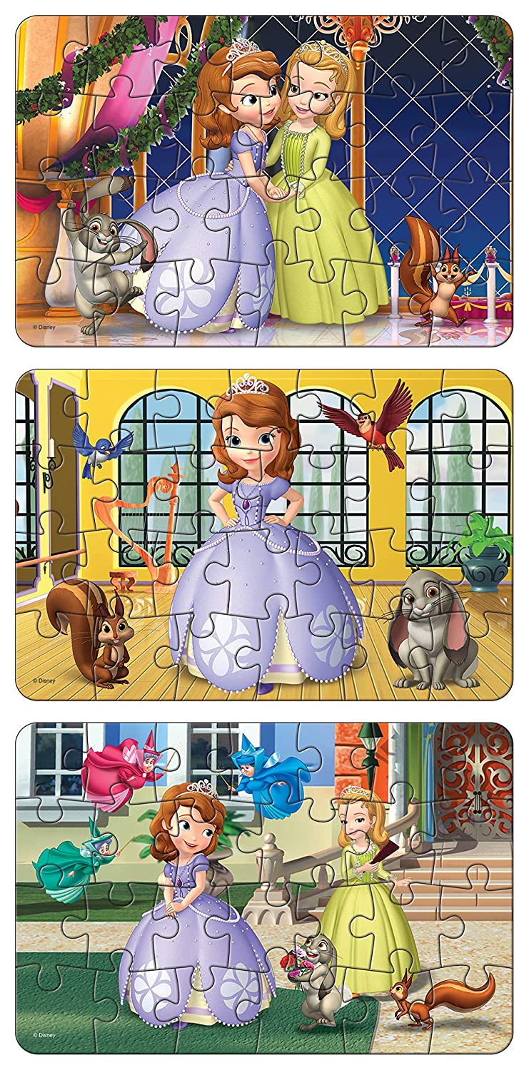 FRANK disney sofia the first 3 puzzles in 1 jigsaw game set for kids 26 pcs