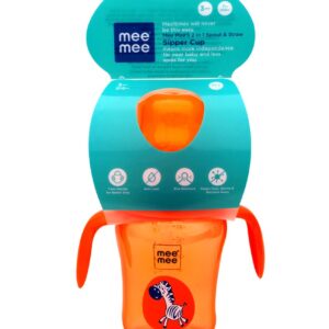Mee Mee 2 in 1 Spout & straw Sipper Cup 210ml 3m+ Orange