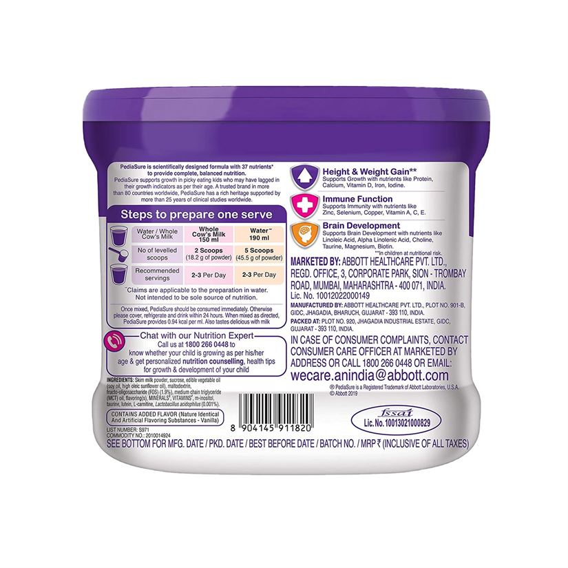 ABBOTT PediaSure Complete Balanced Nutrition To Help Kids Grow With Vanilla Delight Flavour
