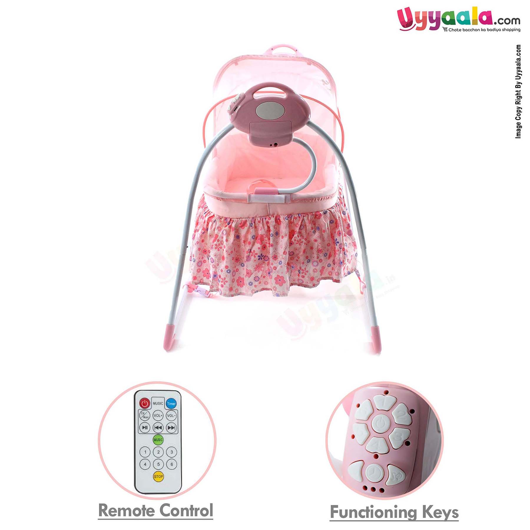 Swing Cradle with Remote Control and Mosquito Protection net for babies