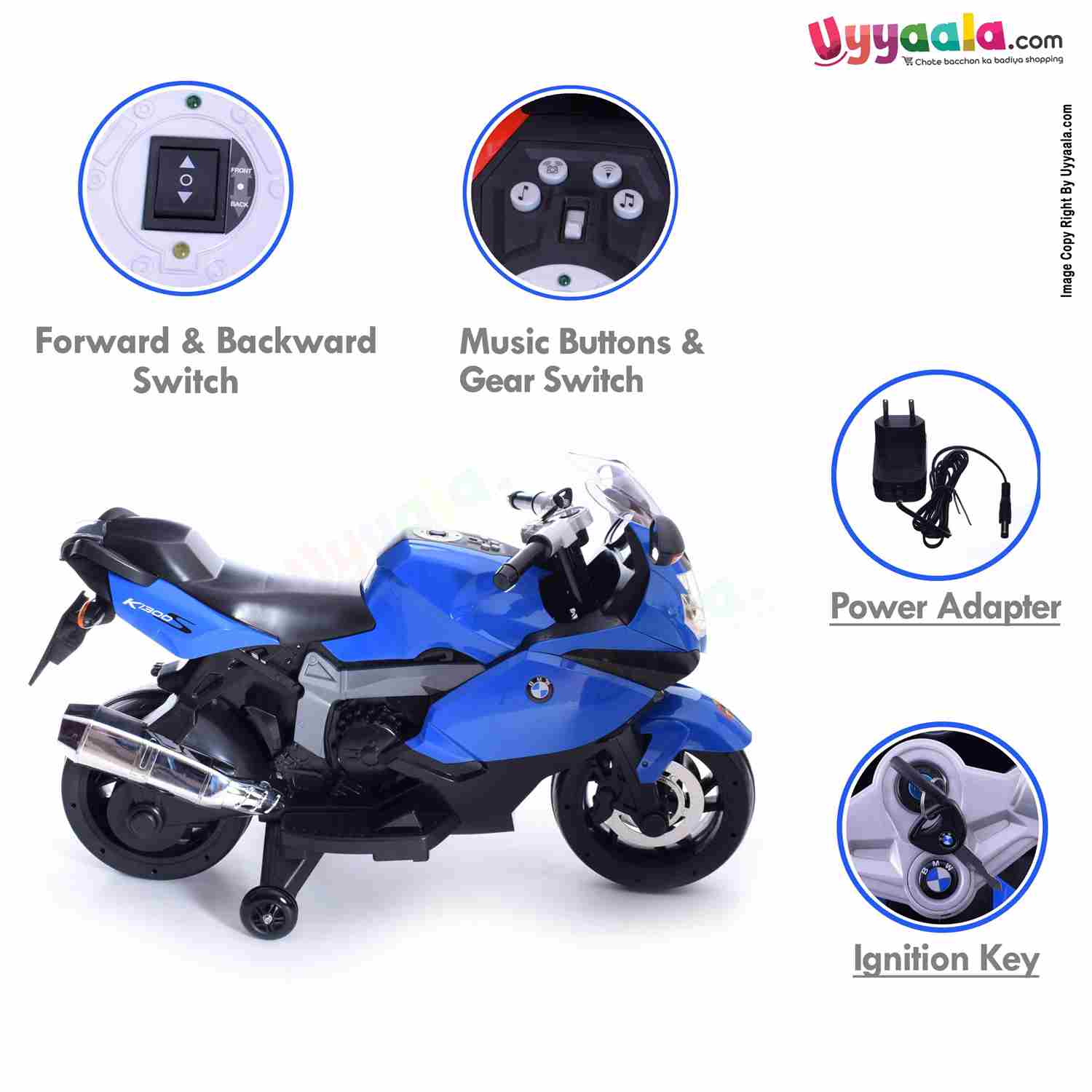 Kids battery operated rechargeable bike, Blue