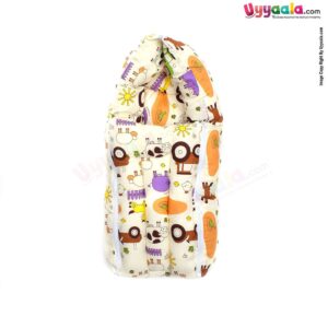 Sleeping Bag(Carry Nest) Premium Cotton Cow & Car Print 0+m Age, Cream-uyyala-com.myshopify.com-Sleeping Bags-Happy Babies