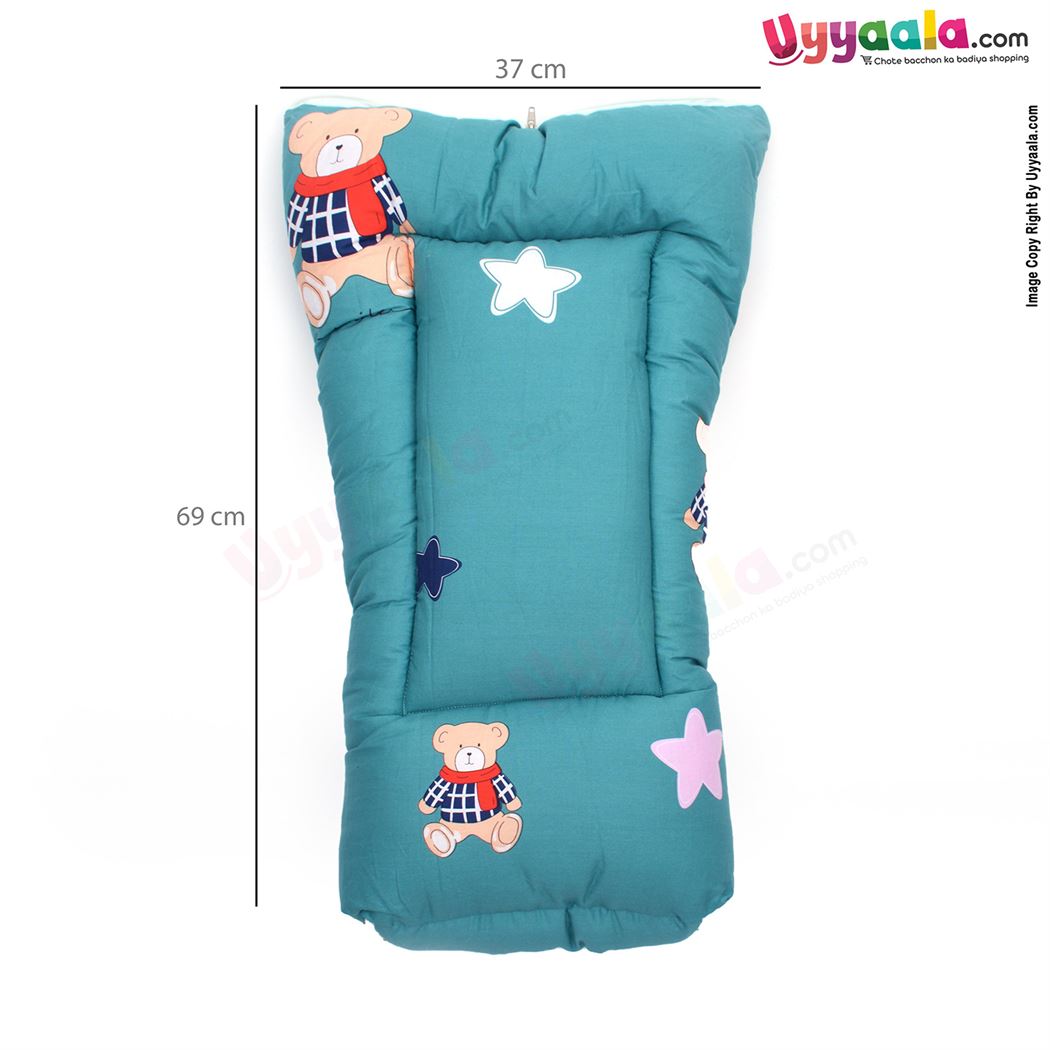 Baby Sleeping Bag Premium Cotton With Bear & Star Print, 0-12m Age - Green-uyyala-com.myshopify.com-Sleeping Bags-Happy Babies