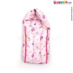 Sleeping Bag(Carry Nest) Premium Velvet, Bear & Giraffe Print Light 0-3m Age, Pink-uyyala-com.myshopify.com-Sleeping Bags-Happy Babies
