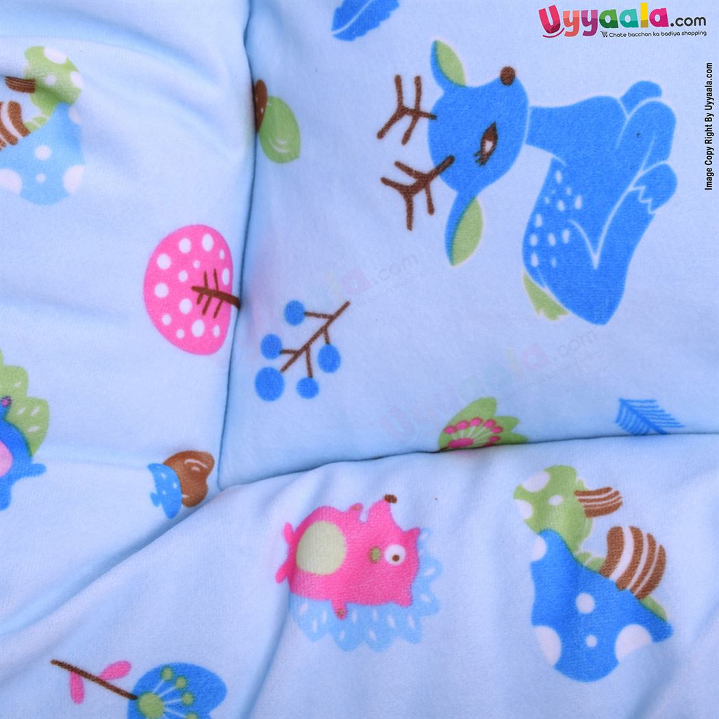 Sleeping Bag (Carry Nest) Premium Velvet, Trees & Deer Print 0-3m Age, Blue-uyyala-com.myshopify.com-Sleeping Bags-Happy Babies