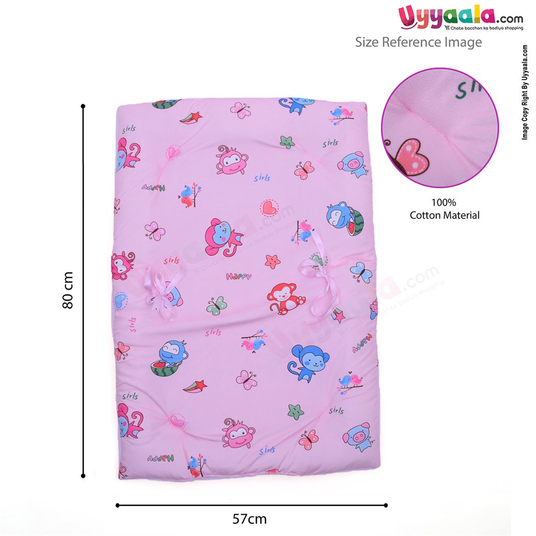 Baby velvet Bedding Set of 4 with Bolster and Pillow, Monkey Print 0 to 12m Age-uyyala-com.myshopify.com-Bedding-Happy Babies