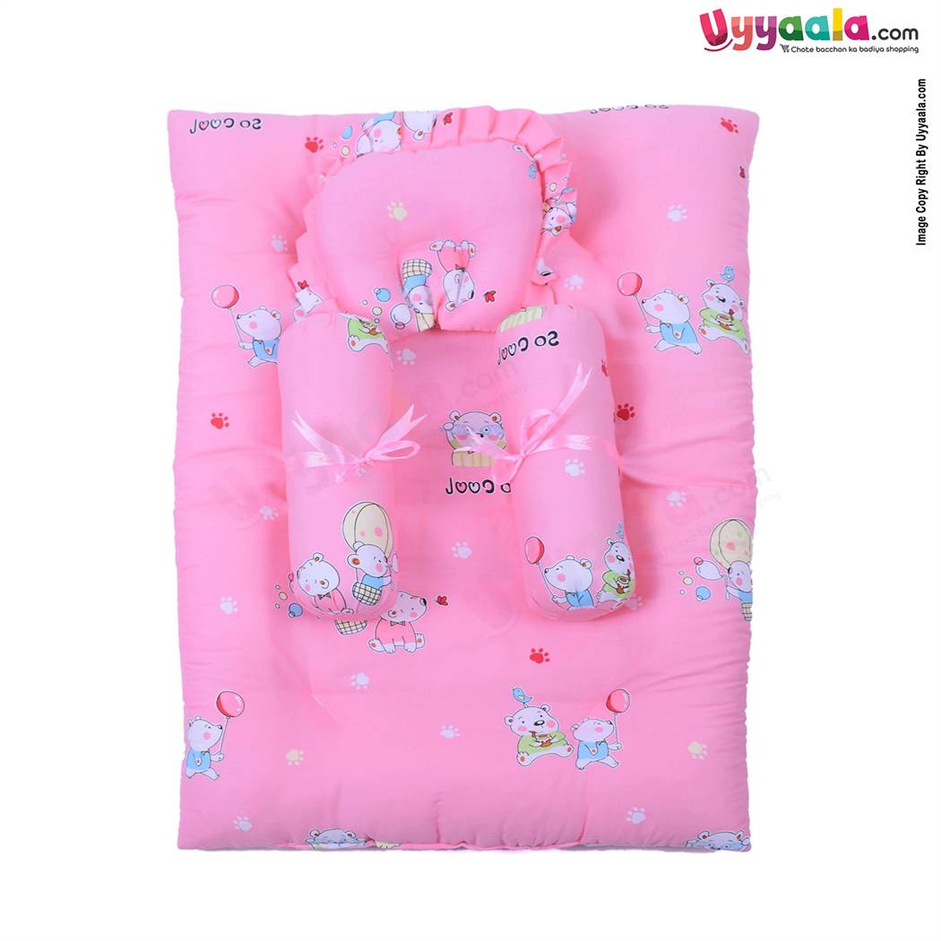 Baby Premium Cotton Bedding Set of 4 with Bolster and Pillow