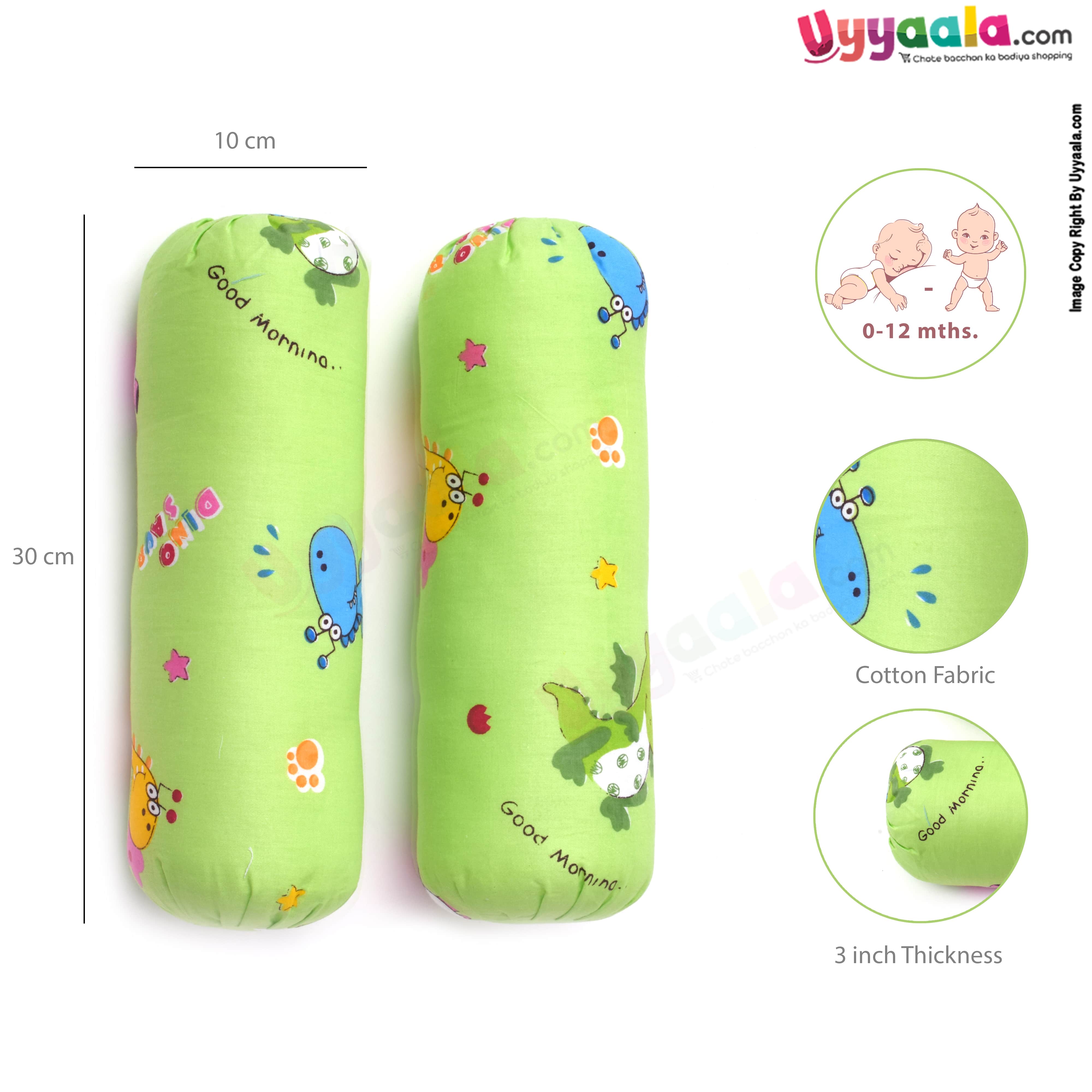 Bolster Pillow for Baby with Dinosaur print Soft cotton
