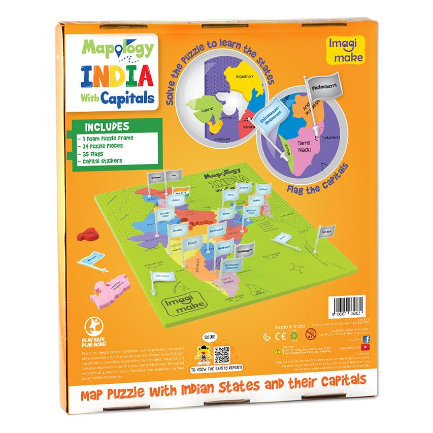 MAPOLOGY INDIA with capitals & map puzzle with india states for kids