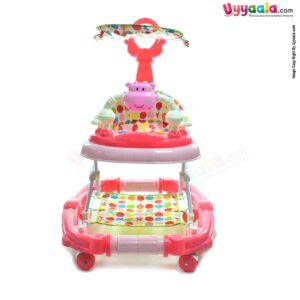 BAYBEE Canopy Walker Cum Rocker 3 In 1 - Peach, White-uyyala-com.myshopify.com-Walkers-Baybee