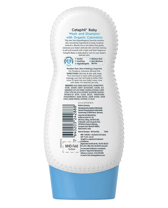 Buy Cetaphil Baby Wash & Shampoo for Baby with Organic Calendula - 230ml Online in India at uyyaala.com