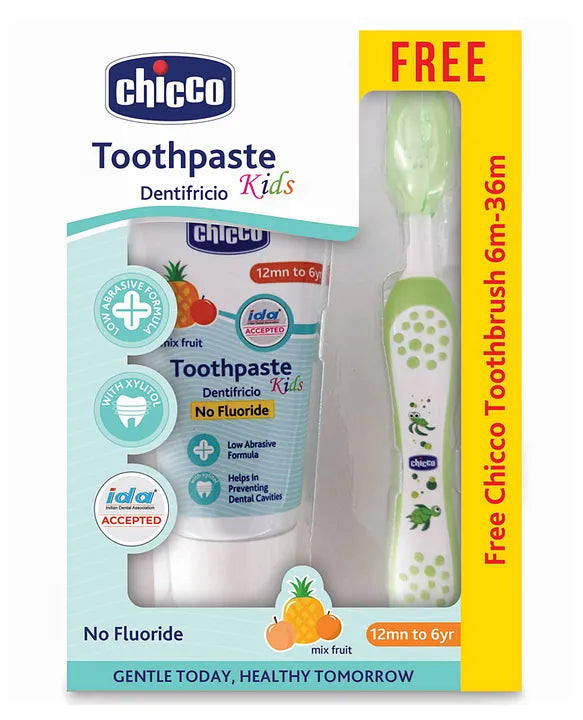 Buy Chicco Dentifricio Mix Fruit Toothpaste for Baby with Tooth Brush - 50grams Online in India at uyyaala.com