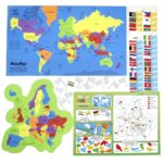 MALPOLOGY WORLD with flags & capitals map puzzle with countries for kids 78 pcs