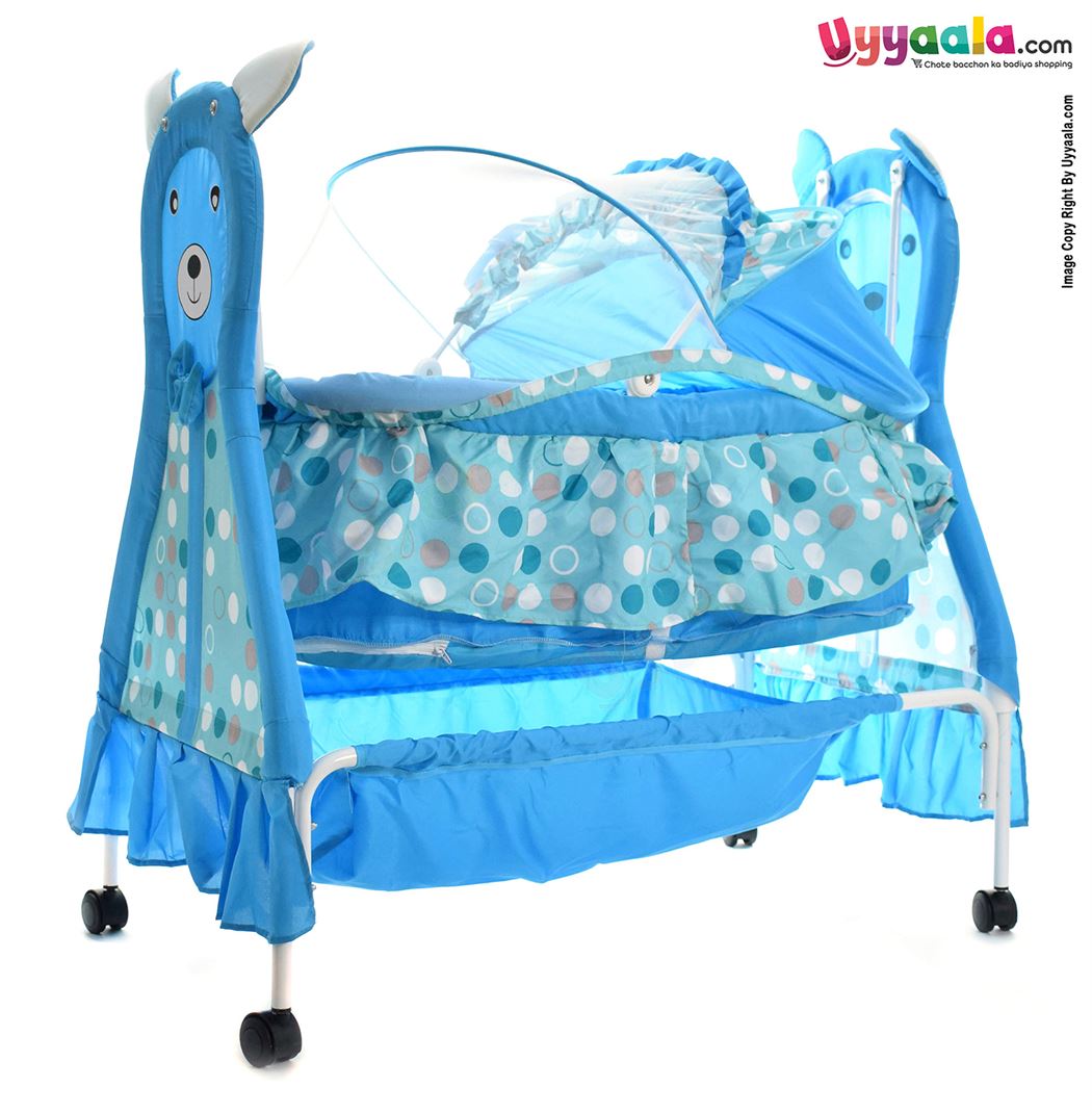 COOL BABY Cat Shape Cradle With Mosquito Protection Net, Storage Space & Wheel Locking System