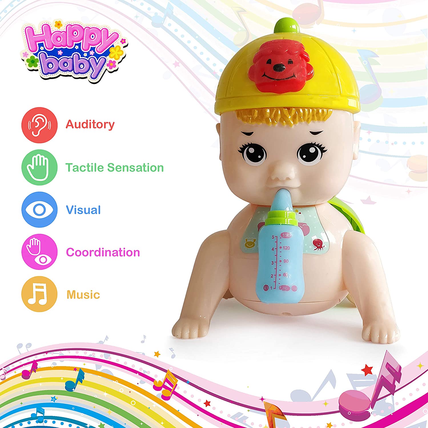 HAPPY BABY Crawling interactive battery operated toy with music & lights for babies-3+Y age