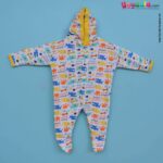 MAGIC TOWN Hooded Sleep Suits Hosiery Blue, Red & White Stripes & Elephant Print White 2P Pack, 3-6m Age