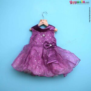 KALKI Sleeveless Baby Frock with Flared Hem & Frills, Baby Fashion Wear, (4401) - Purple