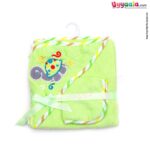 One size hooded towel with napkin for babies, Green