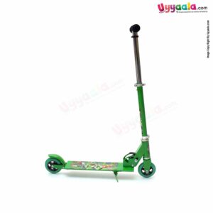 Skating Scooter(Foldable) with 3 Wheels, Height Adjustment & side stand for Kids 4+Y Age, Green