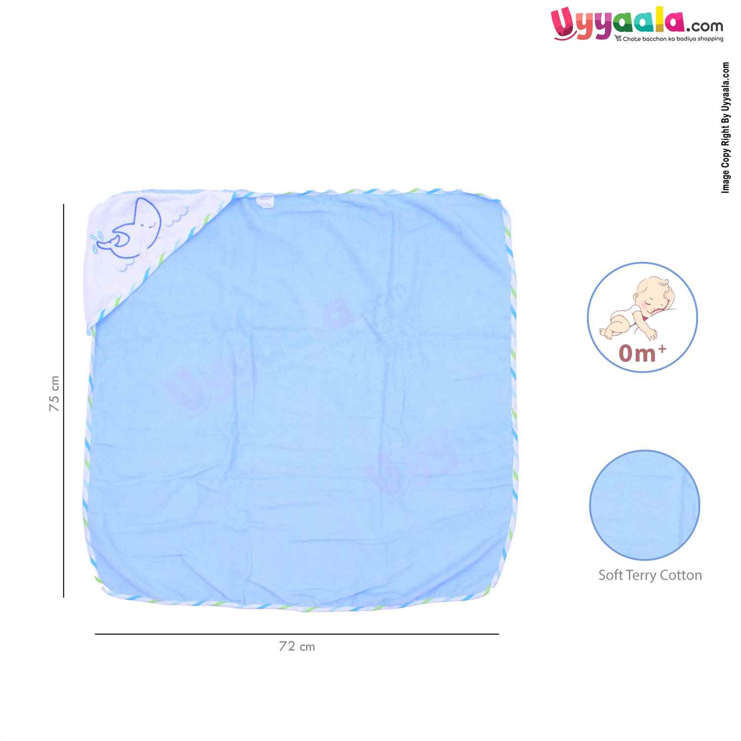 Fish printed hooded towel for babies, Blue