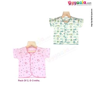 Half Sleeve Baby Jabla in Premium Quality Cotton, (2 Pack) - Green & Pink