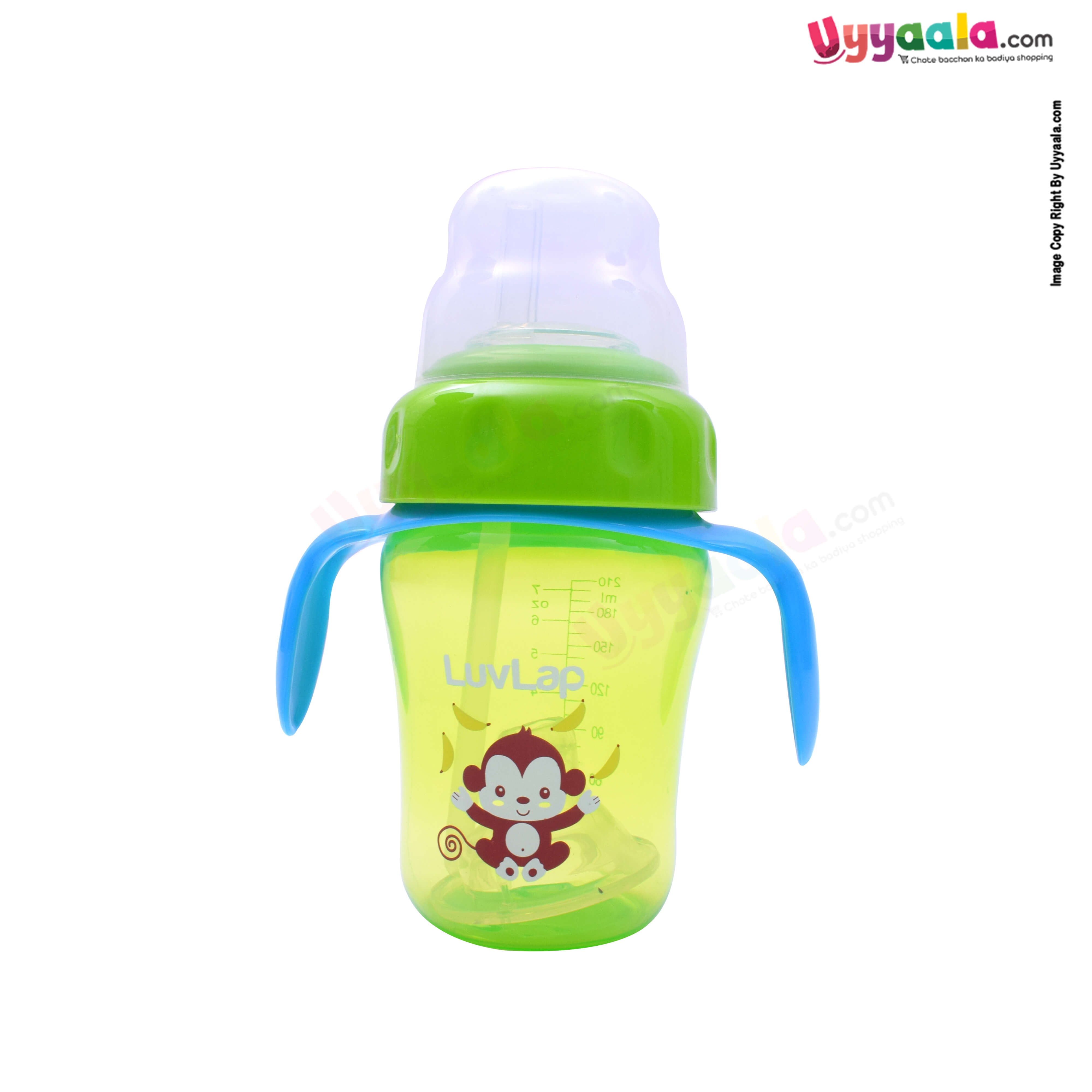 LUVLAP Banana time Bite Proof 2 in 1 Soft Spout & Straw Sipper Cup 210ml,6+m Age