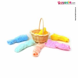 KIDS LAND FASHION Napkins ( Wash Cloth ) Basket 6pc Set 0+m Age, Size (15*15 cm) - Multi Color