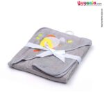 One size plain hooded towel with napkin for babies, Gray