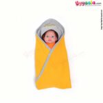 Babies hooded towel with puppy print, Yellow