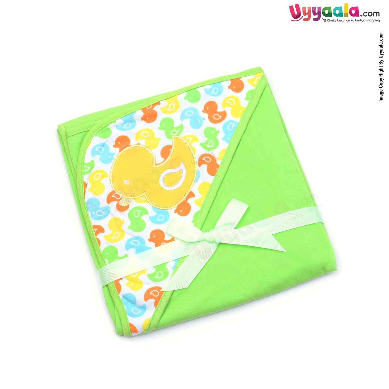 Hooded towel for babies, Green