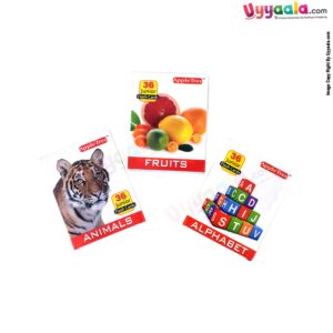 APPLE TREE Junior Flash Cards Pack of 3 - fruits, alphabets & animals