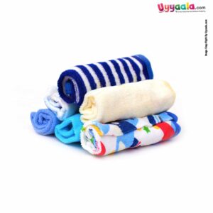 FASHION BABY Napkins (Wash Cloths) For Babies, Pack of 6 with Assorted Prints- Size(25*25cm), 0+m, Multicolor