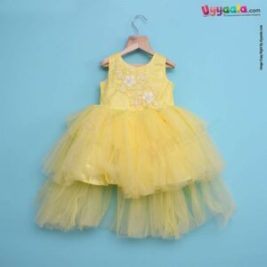 KALKI Sleeveless Baby Frock with Flared Hem & Frills, Baby Fashion Wear, (2503) - Yellow