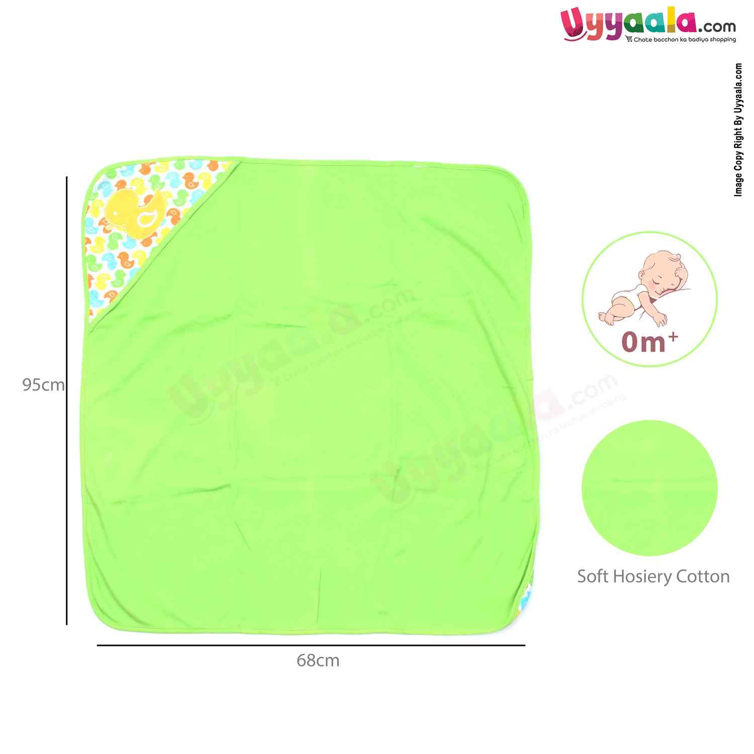 Babies soft hosiery cloth hooded towel, Green