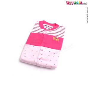 PRECIOUS ONE Sleep Suits soft Hosiery Cotton - Pink 3P Pack (9-12M)