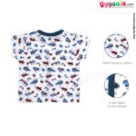 Doreme half sleeve front open jabla, Hosiery cotton - white with assorted print